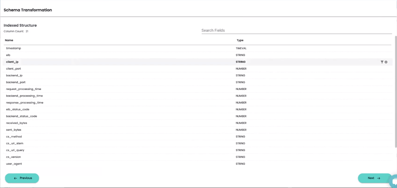 Schema Transformation Screenshot