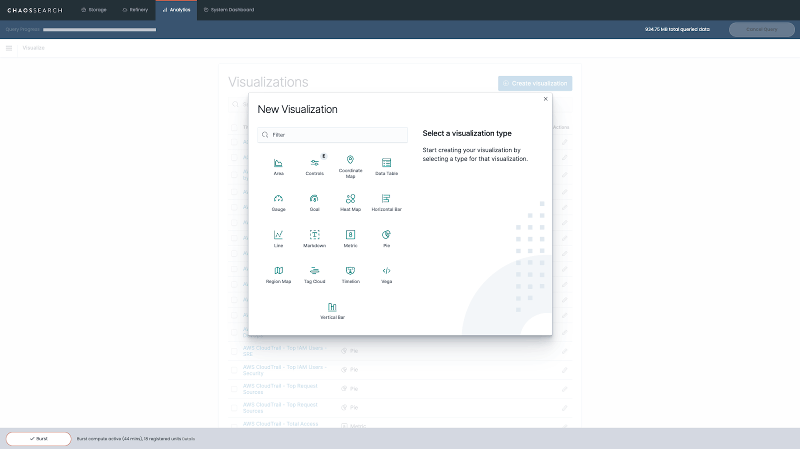 Kibana dashboard build a visualization