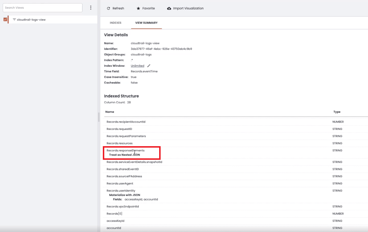 ChaosSearch Refinery View for Analyzing JSON