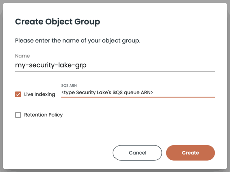 Security Lake Create Object Group